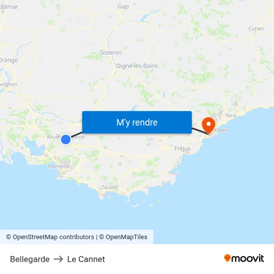 Bellegarde to Le Cannet map