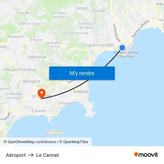 Aéroport to Le Cannet map