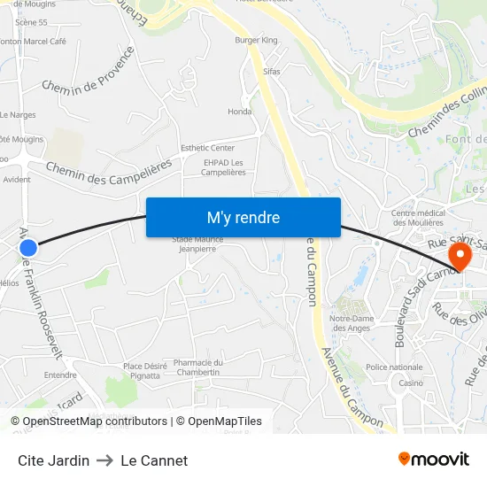 Cité Jardin to Le Cannet map