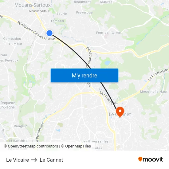 Le Vicaire to Le Cannet map