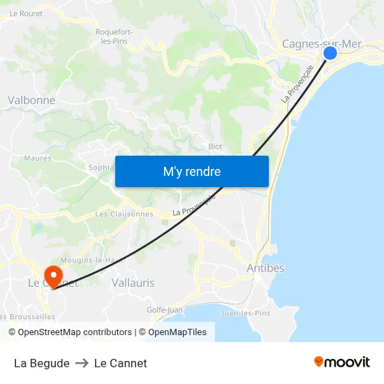 La Begude to Le Cannet map