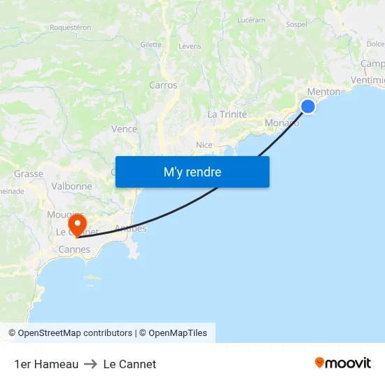 1er Hameau to Le Cannet map