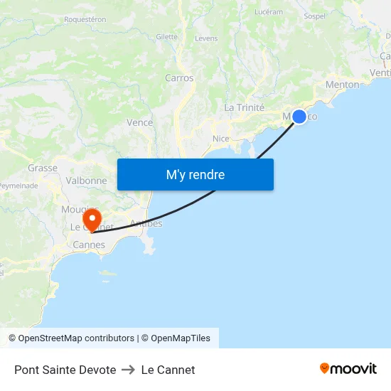 Pont Sainte Devote to Le Cannet map