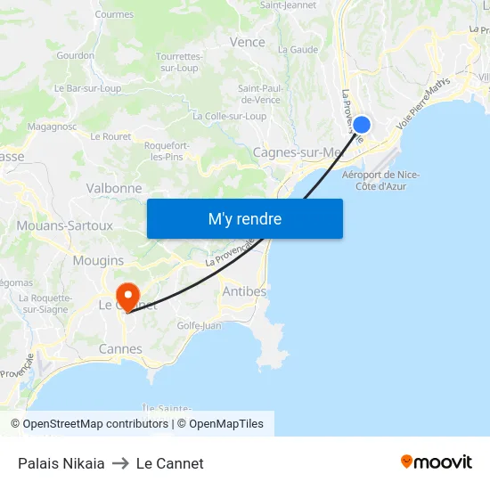 Palais Nikaia to Le Cannet map