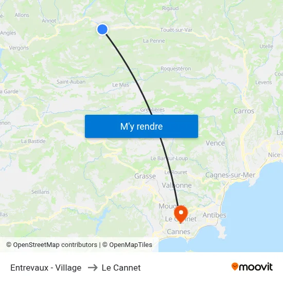 Entrevaux - Village to Le Cannet map