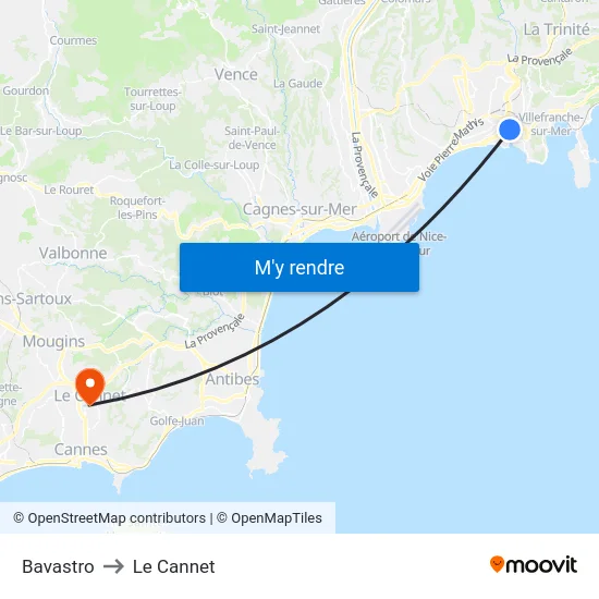 Bavastro to Le Cannet map
