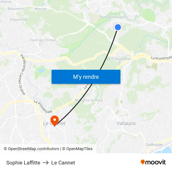 Sophie Laffitte to Le Cannet map