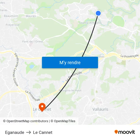 Eganaude to Le Cannet map