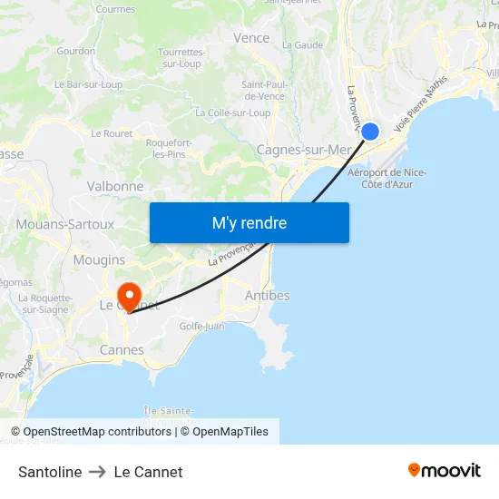 Santoline to Le Cannet map