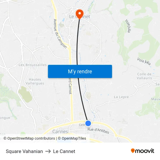 Square Vahanian to Le Cannet map