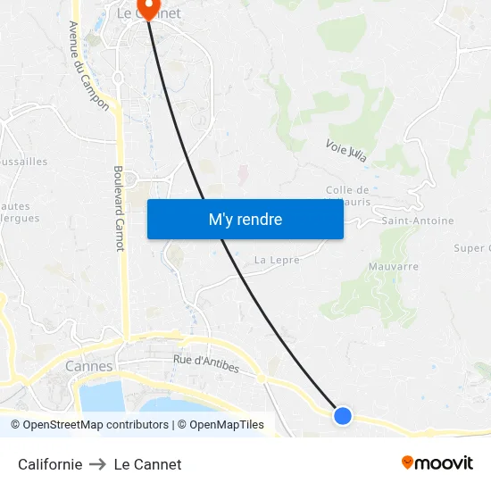 Californie to Le Cannet map