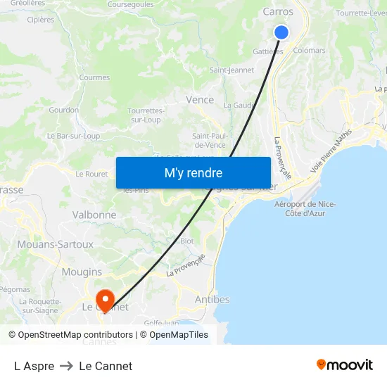 L'Aspre to Le Cannet map