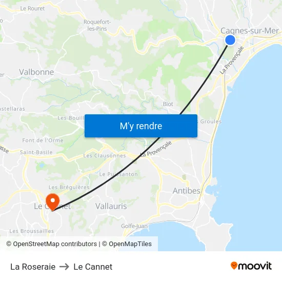 La Roseraie to Le Cannet map