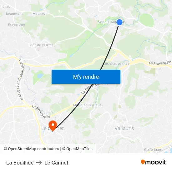 La Bouillide to Le Cannet map