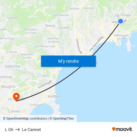 L Oli to Le Cannet map