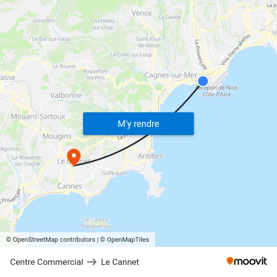 Centre Commercial to Le Cannet map