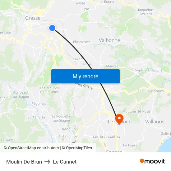 Moulin De Brun to Le Cannet map