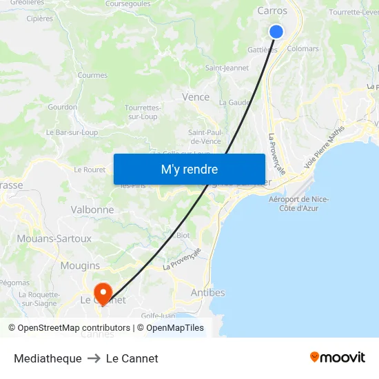 Mediatheque to Le Cannet map