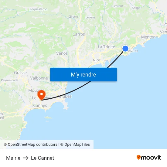 Mairie to Le Cannet map