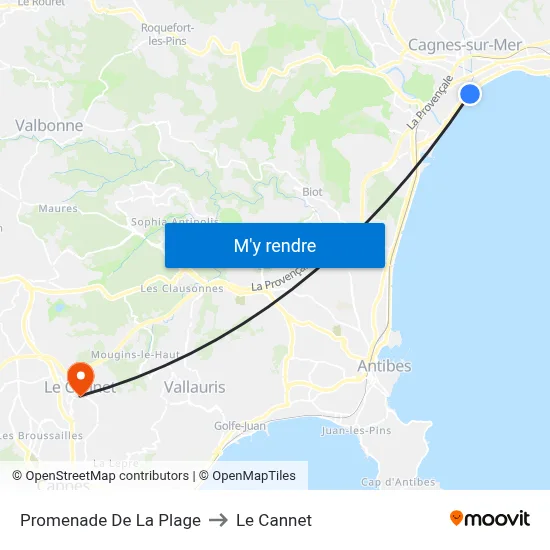 Promenade De La Plage to Le Cannet map