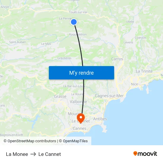 La Monee to Le Cannet map