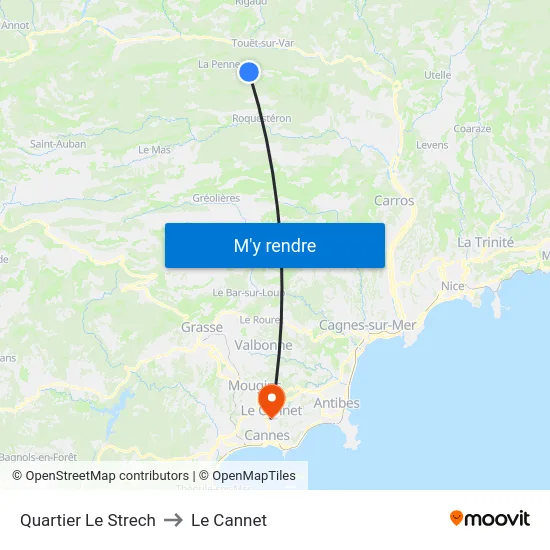Quartier Le Strech to Le Cannet map