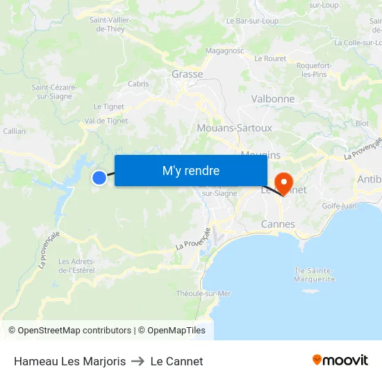 Hameau Les Marjoris to Le Cannet map
