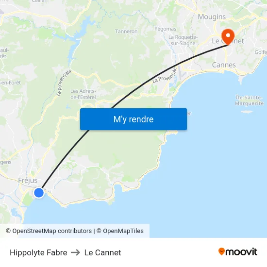 Hippolyte Fabre to Le Cannet map