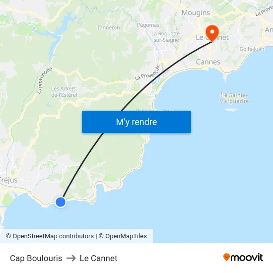 Cap Boulouris to Le Cannet map