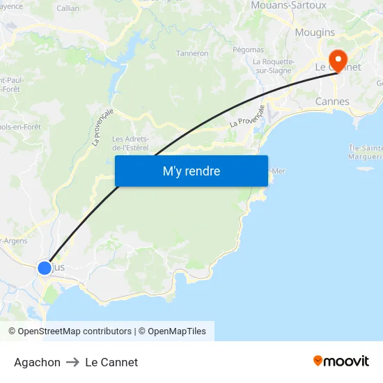 Agachon to Le Cannet map