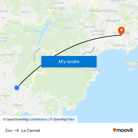 Zoo to Le Cannet map