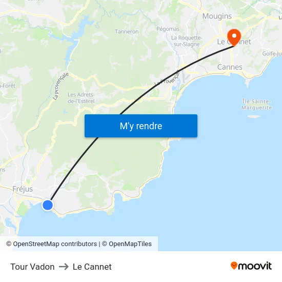 Tour Vadon to Le Cannet map