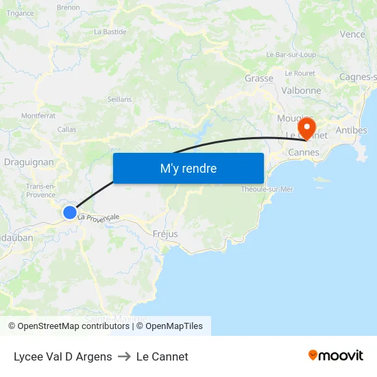 Lycee Val D Argens to Le Cannet map