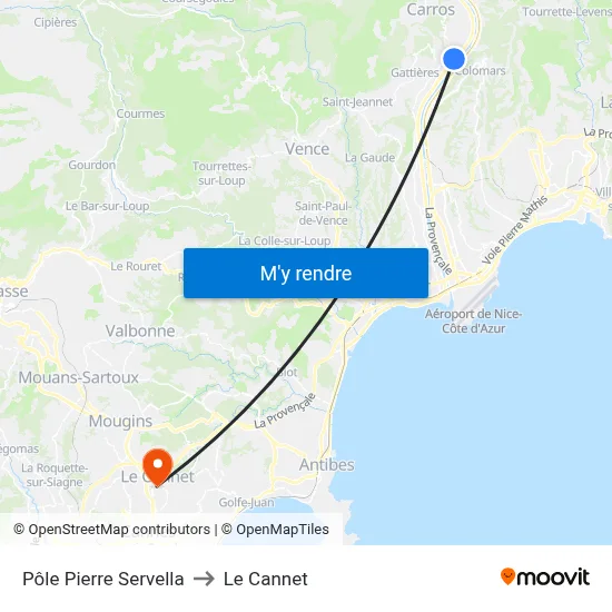 Pôle Pierre Servella to Le Cannet map