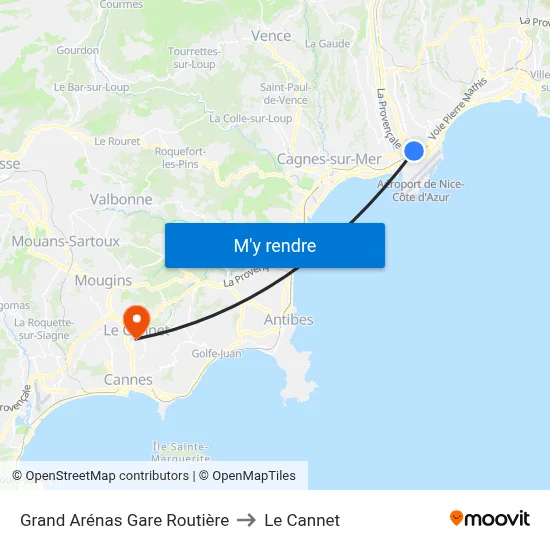 Grand Arénas Gare Routière to Le Cannet map