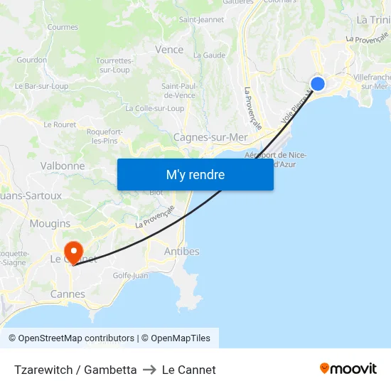 Tzarewitch / Gambetta to Le Cannet map