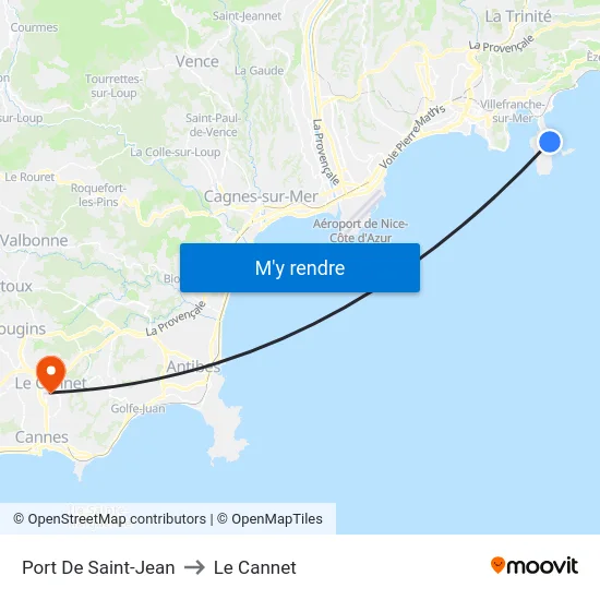 Port De Saint-Jean to Le Cannet map