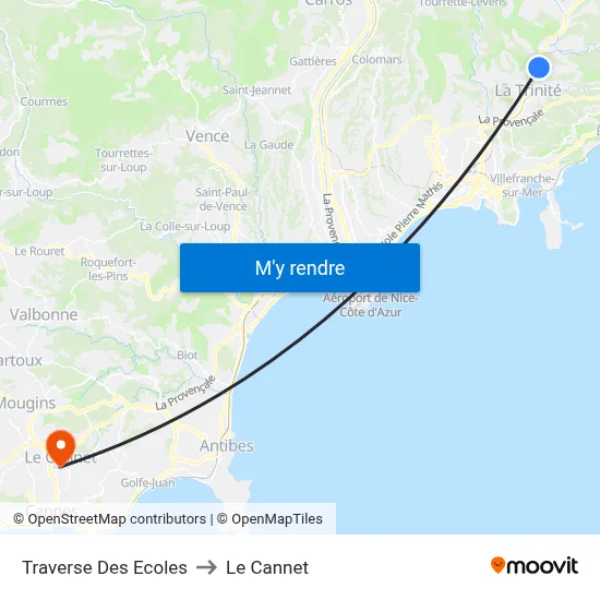 Traverse Des Ecoles to Le Cannet map