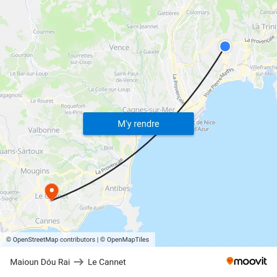 Maioun Dóu Rai to Le Cannet map