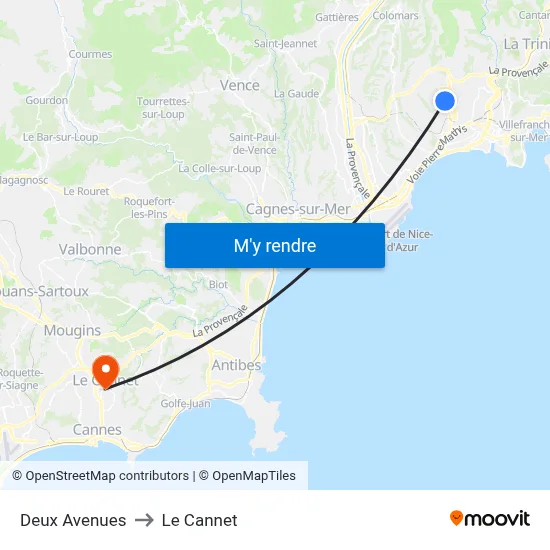 Deux Avenues to Le Cannet map