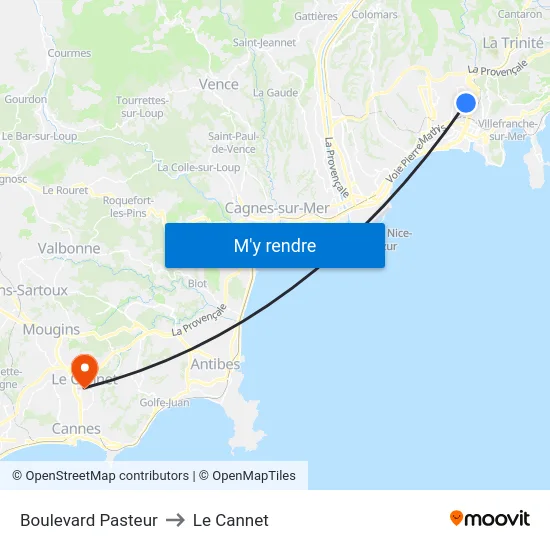 Boulevard Pasteur to Le Cannet map