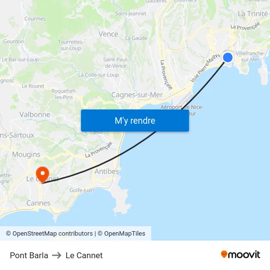 Pont Barla to Le Cannet map