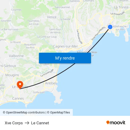 Xve Corps to Le Cannet map