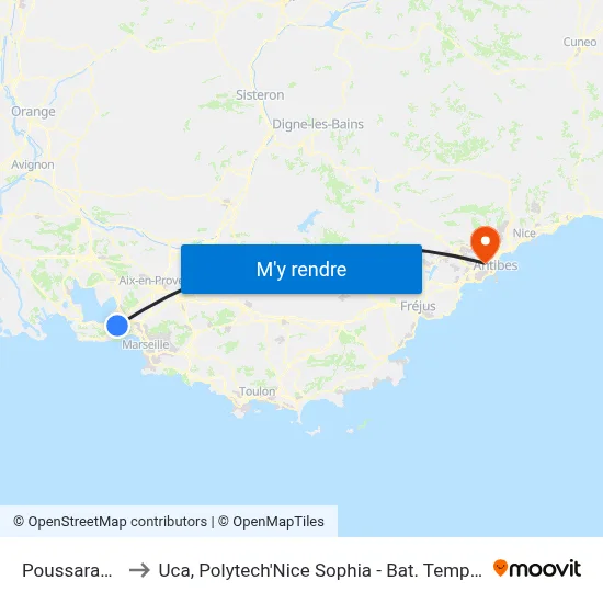 Poussaraque to Uca, Polytech'Nice Sophia - Bat. Templiers 1 map