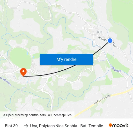 Biot 3000 to Uca, Polytech'Nice Sophia - Bat. Templiers 1 map