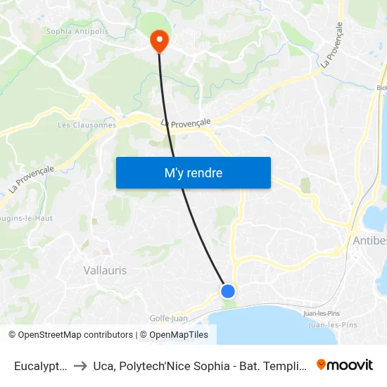 Eucalyptus to Uca, Polytech'Nice Sophia - Bat. Templiers 1 map