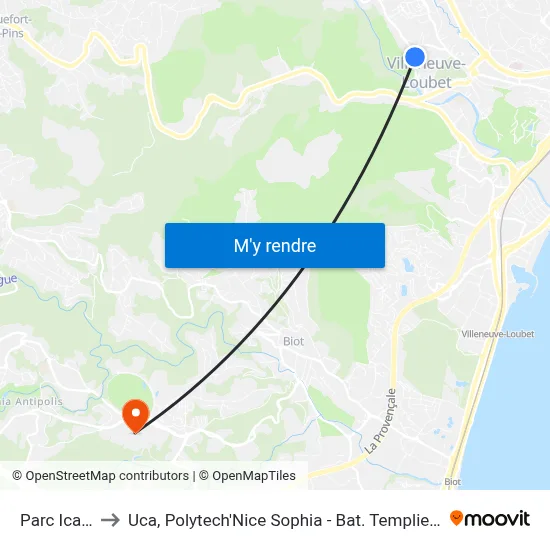 Parc Icard to Uca, Polytech'Nice Sophia - Bat. Templiers 1 map