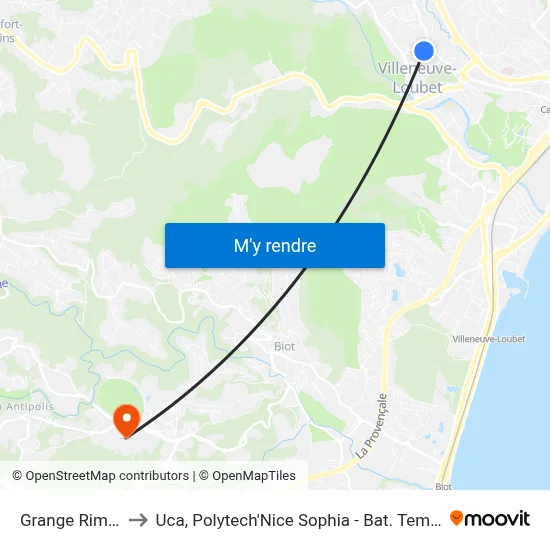 Grange Rimade to Uca, Polytech'Nice Sophia - Bat. Templiers 1 map