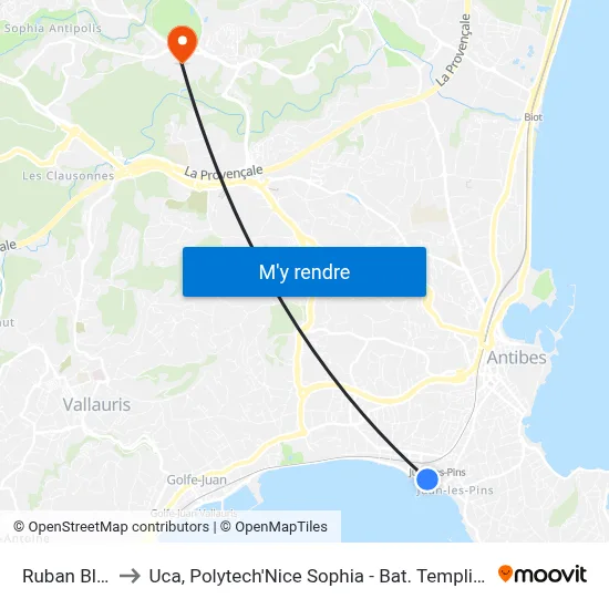 Ruban Bleu to Uca, Polytech'Nice Sophia - Bat. Templiers 1 map