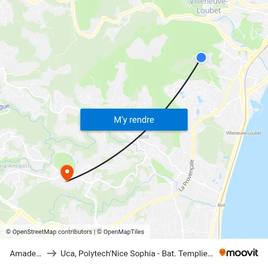 Amadeus to Uca, Polytech'Nice Sophia - Bat. Templiers 1 map